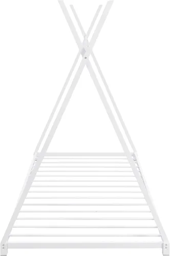 Vista 5 de SOFTSEA Cama de casa con marco de cama de piso doble con estructura triangular Blanco