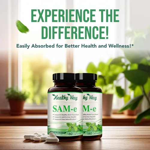 Vista 6 de Healthy Way Pure SAM-e 1500 mg (por porción) 360 cápsulas (paquete de 2) (S-adenosil metionina) apoya la salud de las articulaciones y la función
