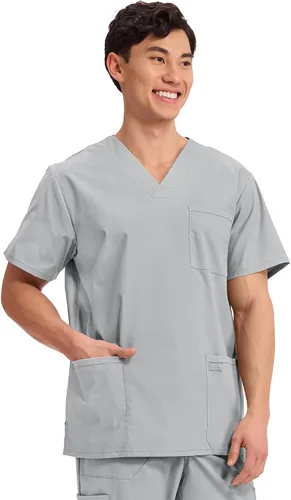 Vista 26 de Cherokee WW Professionals WW695 - Camisa de uniforme sanitario para hombre, con cuello en V