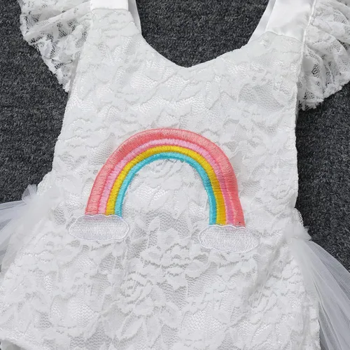 Vista 18 de Traje de bebé niña primer cumpleaños traje de encaje tul mameluco princesa tutú vestido de un año cumpleaños pastel Smash fotografía ropa