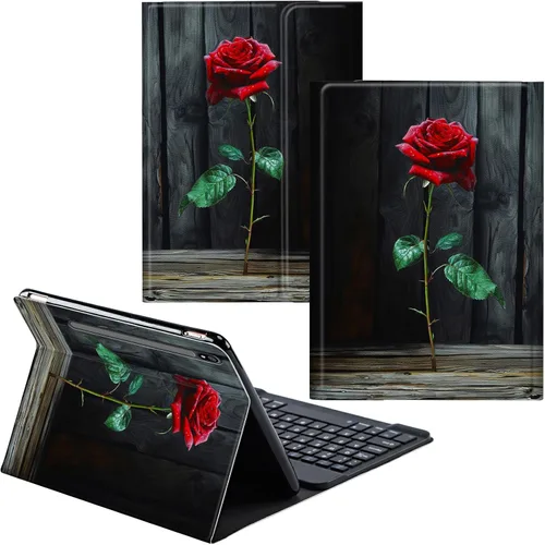 Vista 55 de Funda para Samsung Galaxy Tab S6 Lite 2022/2020 Teclado Inalámbrico Desmontable y Cubierta De Soporte De Cuero PU Funda Protectora Para Samsung