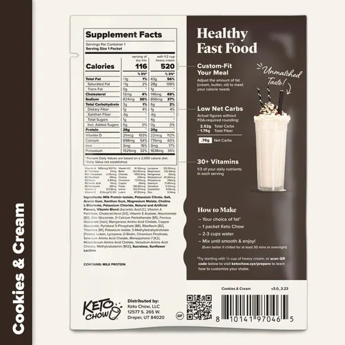 Vista 7 de Keto Chow Suplemente bajo en carbohidratos para batidos, nutrición completa para dieta keto