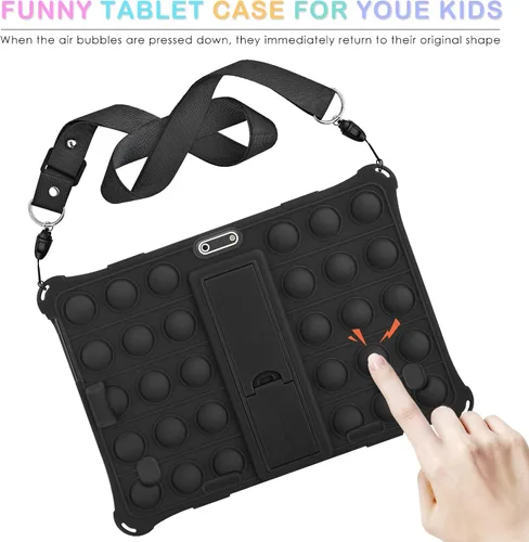 Vista 6 de DETUOSI Winsing 10 - Funda de silicona compatible con Dragon Touch Notepad K10, funda universal para tablet de 10 pulgadas, funda protectora Negro