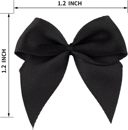 Vista 3 de 7Rainbows, 50 lazos de mini cinta de satén negro con flores y apliques para manualidades DIY, para costura, álbumes de recortes, boda y regalo