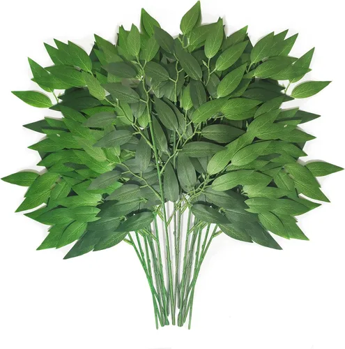 Vista 7 de 40 tallos italianos ruscus a granel para centros de mesa de relleno, 18 pulgadas, hojas de vegetación de seda artificial para ramo