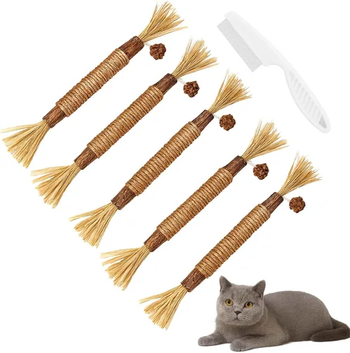 Vista 8 de Natural Silvervine Dental Sticks,Silvervine Sticks Cat Toy,Natural Chew Stick for Dental Care Teeth Cleaning,Catnip Cat Toys for Indoor Cats (10PCS)