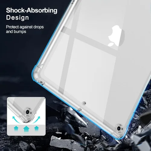 Vista 6 de Funda para iPad de 9ª/8ª/7ª generación para iPad 10.2 2021 y 2020 y 2019, transparente, transparente, a prueba de golpes, funda protectora de TPU