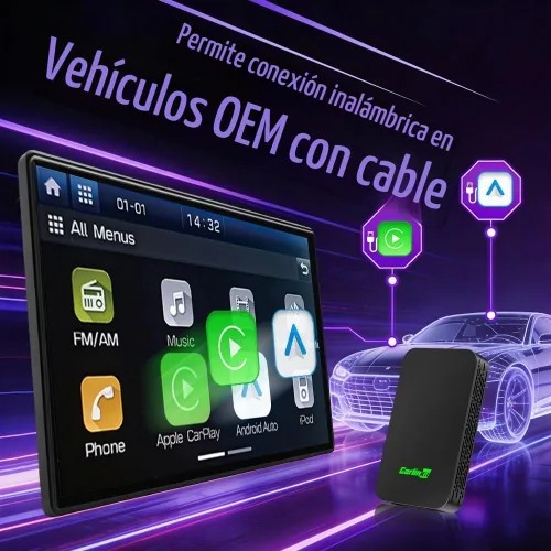 Vista 3 de CarlinKit 5.0 Adaptador inalámbrico CarPlay para Android Auto 2AIR 5GHz WiFi Wired to Wireless Plug-and-Play Auto Connect for OEM Wired