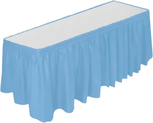 Vista 10 de DecorRack Falda de mesa, 29 pulgadas x 14 pies, sin BPA, desechable, reutilizable, rectangular, color negro (paquete de 1)