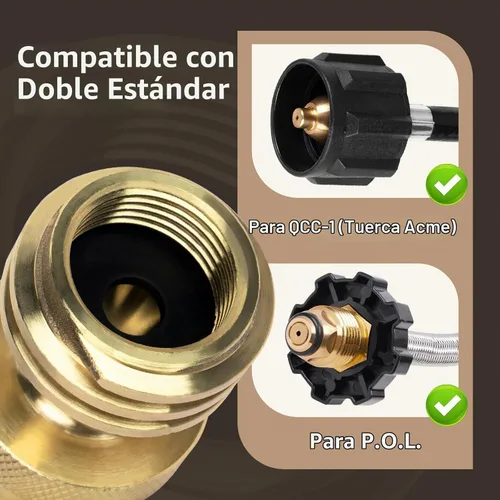 Vista 3 de GASPRO Adaptador de tanque de propano de 1 libra, Convertidor de 20 lb a 1 libra, Conecte tanques de propano pequeños cuando se agotaron 20 libras