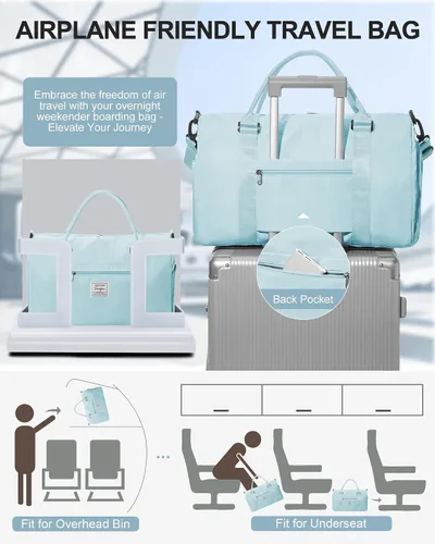 Vista 8 de Bolsa de gimnasio para mujer, bolsa de viaje de viaje, bolsa de mano deportiva, bolsa de fin de semana