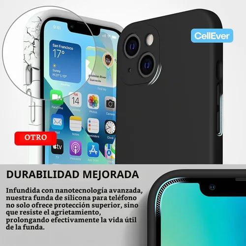 Vista 3 de CellEver Funda de silicona resistente para iPhone 14 [protección de cámara] [revestimiento antiaceite] protección militar contra caídas