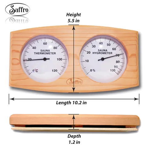 Vista 2 de Sauna Thermometer and Hygrometer, Beautiful Sauna Accessories with Red Cedar for a Great Looking Sauna Room - Temperature and Humidity Indoor