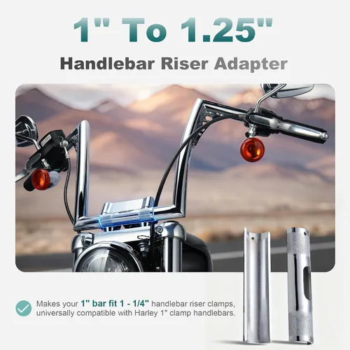 Vista 2 de MoKitDora 1" to 1.25" Universal Handlebar Riser Adapter for Harley 1" clamp Handlebar Sportster Dyna Softail Touring, NEW