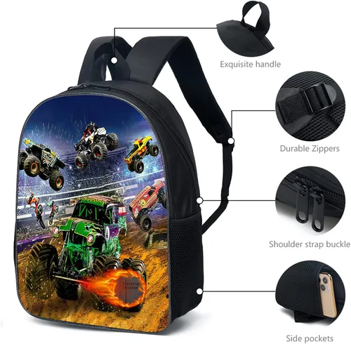 Vista 2 de Cool Trucks - Mochila ligera con estampado de camiones para hombres y mujeres, resistente y duradera, 2