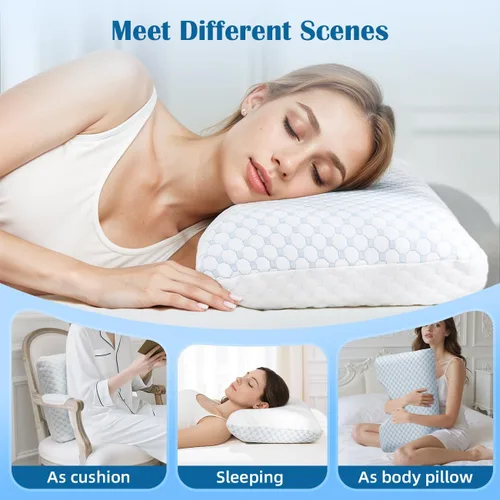 Vista 7 de USlixury: almohadas para dormir de lado para adultos, almohada curvada ajustable de 4 capas Crescent Pillow for Side Sleeper with Superior