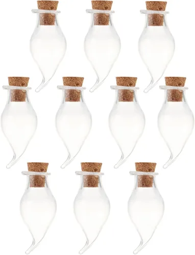 Vista 24 de 25 mini botellas de vidrio con tapas de corcho, 5 formas clásicas, pequeños frascos de vidrio, botellas de deseos, pequeños frascos decorativos