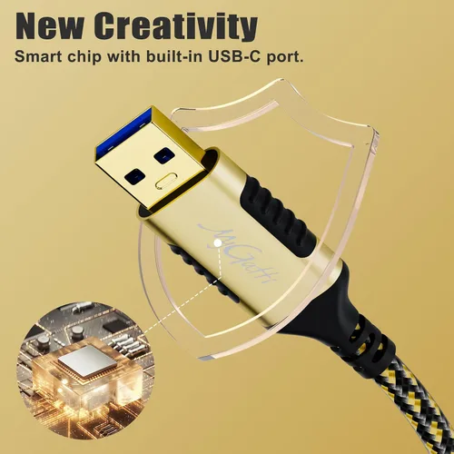 Vista 6 de Cable USB a Ethernet de 1 pie, cable USB-A 3.0 a RJ45, FTP, cable de red LAN blindado de alta velocidad de 1 Gbps, conectado directamente