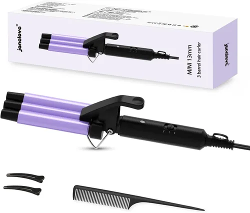 Vista 8 de janelove Crimpadora de cabello mejorada de 2 temperaturas ajustables, rizador de ondas de playa de 1/2 pulgada, rizador de cabello para cabello
