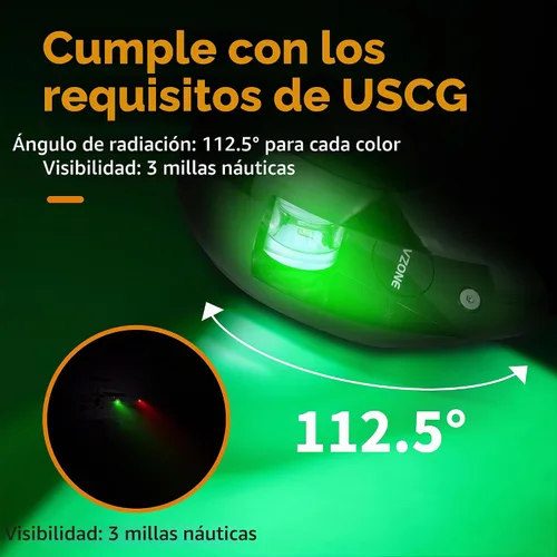 Vista 5 de RVZONE Luces de navegación para barco, luces de proa para barcos, LED rojas y verdes, iluminación marina IP67 impermeable, iluminación LED