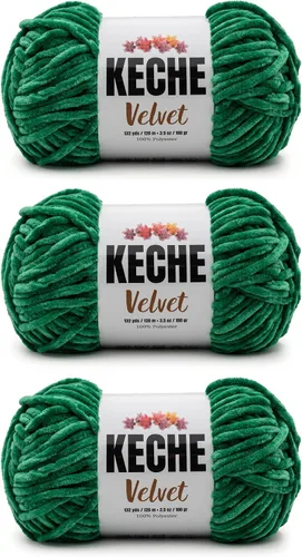Vista 78 de Keche Hilo para ganchillo, hilo de terciopelo, chenilla suave, manta de bebé voluminosa amigurumi Yarn 3.53 oz (132 yardas) - Arona