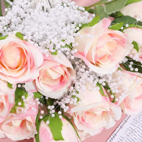 Vista 2 de IMIKEYA Ramos de tallos de perlas: 100 palitos de perlas de cuerda, guirnalda de perlas de 0.157 in, cadena de perlas florales con cuentas