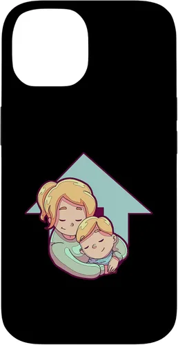 Vista 4 de iPhone 16 Mother And Child Illustration For Kids Case