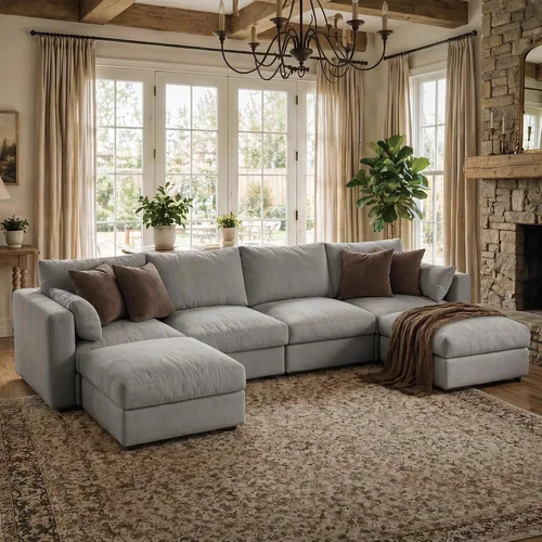 Vista 14 de Sofá modular Cloud modular con almacenamiento, sofá nube profundo de gran tamaño, sofá beige para sala de estar, sofá en forma de L de 99 pulgadas
