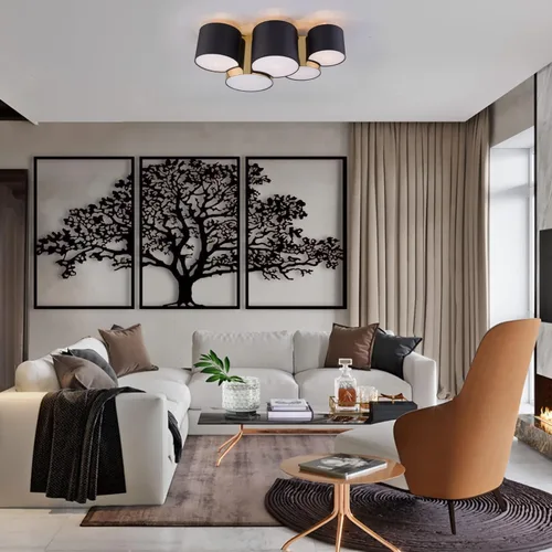 Vista 2 de Arte de pared de metal – Arte de pared de metal de árbol de la vida de 3 piezas, decoración de pared de árbol de metal grande, decoración de pared