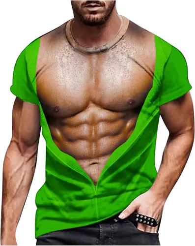 Vista 9 de Camisetas gráficas para hombre, grandes y altas, de manga corta, con estampado muscular, cuello redondo, casual, holgadas, para verano