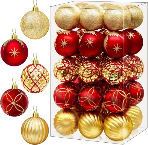 Vista 8 de DeckTheHalls Adornos de bolas de Navidad, 30 piezas de 2.5 pulgadas irrompibles, bolas de decoración navideña para colgar en el árbol de Navidad