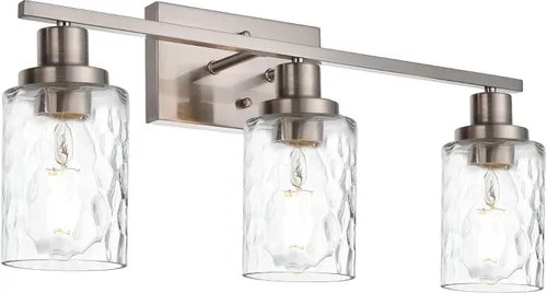 Vista 17 de MELUCEE Iluminación de pared interior 2 luces mate negra con vidrio martillado transparente, lámpara de pared moderna para tocador de baño