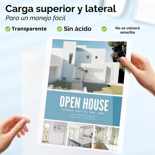 Vista 4 de Dunwell Carpetas transparentes para documentos, fundas de plástico de 8.5 x 11 pulgadas para protección de documentos, archivo, almacenamiento