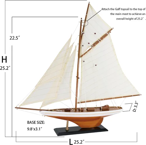 Vista 2 de NAUTIMALL 25 "Velero de madera modelo clásico Columbia America's Cup Ship Nautical Yate Sailboat Decor
