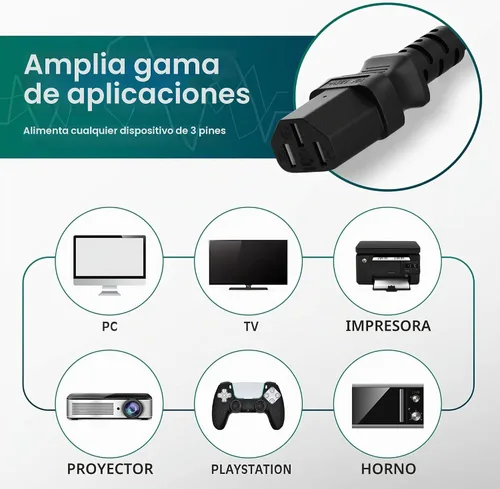 Vista 6 de Elecan Cable de alimentación de repuesto de 3 clavijas de 50 pies, cable de alimentación flexible y duradero a prueba de calor para dispositivos CA