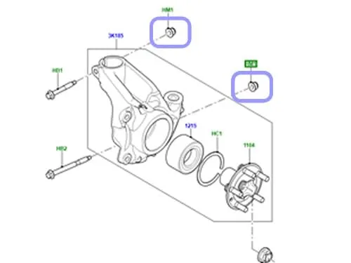 Vista 3 de TUERCA DE TORNO DE CUCHILLO DELANTERO ORIGINAL COMPATIBLE CON LAND ROVER RANGE ROVER EVOQUE FY112056