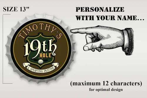 Vista 7 de Letrero personalizado para tapa de botella de cerveza (agujero 19), letreros de barra personalizados de metal de estaño para colgar en la pared