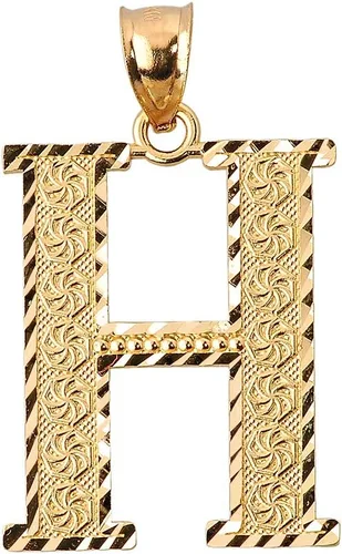 Vista 24 de Colgante personalizado de oro amarillo de 10 quilates con letras iniciales A-Z