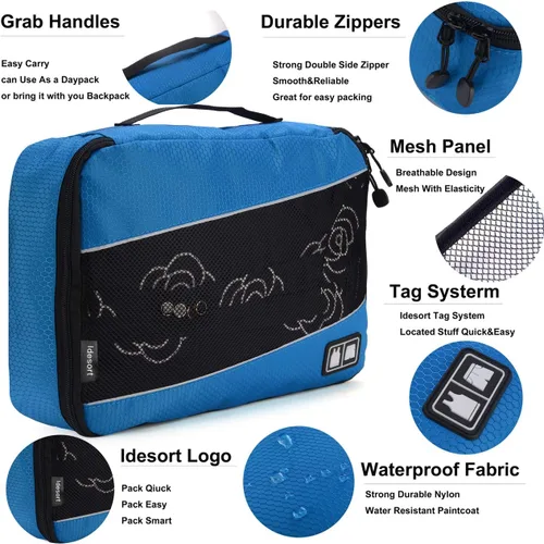 Vista 3 de Cubos de embalaje para bolsas de equipaje, accesorios de viaje duraderos con etiqueta de ropa