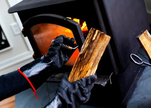 Vista 3 de G & F - Guantes de piel prémium para barbacoa, resistentes al calor y al fuego, palma de gamuza, resistentes a pinchazos y cortes, forro de algodón