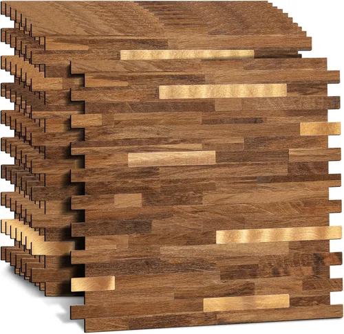 Vista 14 de Midcard 10 Hojas de Azulejos de Pared PVC para Salpicaduras, de Pelar y Pegar, para Salpicaduras de Cocina 20Trapezoidal Beige Oscuro Con Cobre