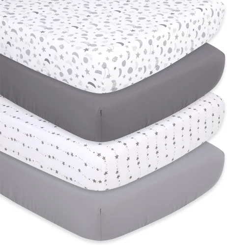 Vista 15 de The Peanutshell Sábanas de cuna, neutrales, juego de sábanas ajustables para cama de bebé, colchón de cuna de tamaño estándar, 52 x 28 pulgadas