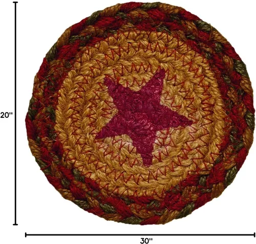 Vista 2 de Colección trenzada Cinnamon Star Premium Estilo primitivo, rústico, campestre, de granja Yute/algodón 30 días sin riesgo Alfombra