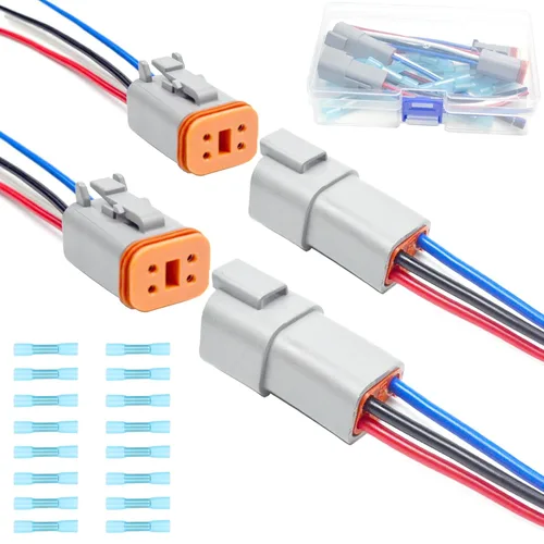 Vista 12 de Kit de 6 conectores Deutsch DT de 2 pines negro macho hembra arnés de cableado Deutsch Pigtail de 2 vías impermeable conector eléctrico automotriz