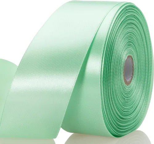 Vista 44 de YASEO - Cinta de satén sólido verde manzana de 1 pulgada para envolver regalos, 50 yardas Soft, Satiny, Colorfast, Polyester Fabric, Ease of Use