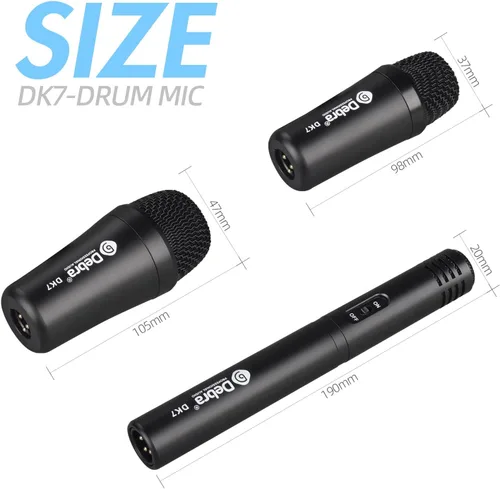 Vista 8 de D Debra DK7 Pro - Kit de micrófono de batería con cable de 7 piezas para tocar y grabar bateristas, incluye micrófonos, clip de micrófono