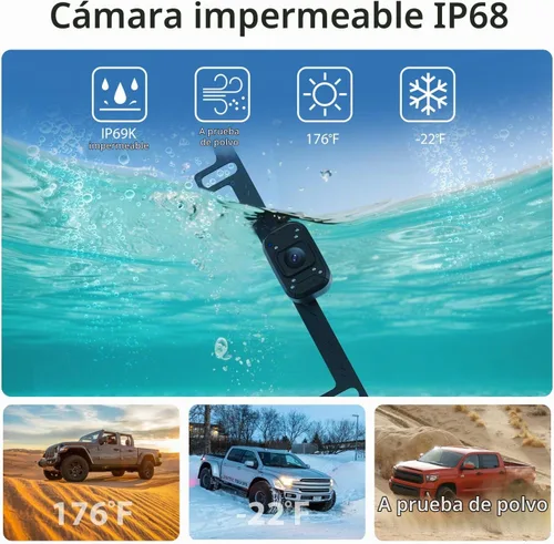 Vista 5 de FEISIKE Cámara de respaldo, visión nocturna IR 1080P con monitor, cámara de visión trasera plug-play fácil de instalar, gran angular de 150 grados