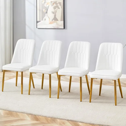 Vista 9 de Juego de 2 sillas de comedor modernas, color negro, sillas de cocina de piel sintética, sillas laterales tapizadas con patas de metal, sillas sin