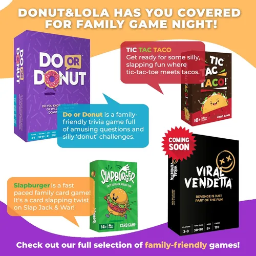 Vista 4 de Juego de cartas Do or Donut – Emocionante desafío de noche de juegos en familia y para parejas, juego divertido para reuniones familiares, fiestas