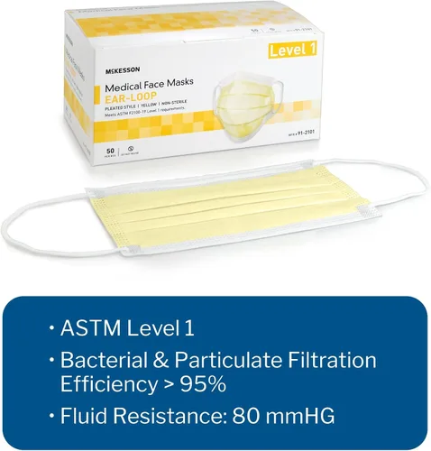 Vista 2 de McKesson Procedure Mask Pleated 91-2101